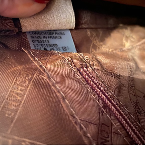 LONGCHAMP BAG CROSSBODY SHOULDER BROWN CROC LOOK LEATHER ZIP TOP SILVER HARDWARE - Picture 13 of 14